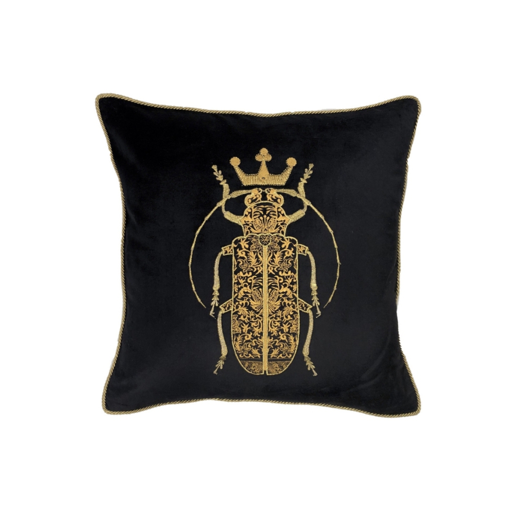 Sanctuary Cushion Cover - Hand Embroidered Velvet Beetle image 0